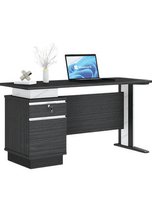 Meja kerja OT 150 modern elegan kombinasi warna Walnut dan Putih – Tersedia di Kantorku.co.id