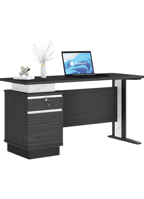 Meja kerja OT 150 modern elegan kombinasi warna Walnut dan Putih – Tersedia di Kantorku.co.id