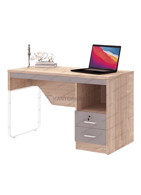 Meja kerja OT 155 modern kombinasi warna Natural dan Colt Beige lembut – Tersedia di Kantorku.co.id