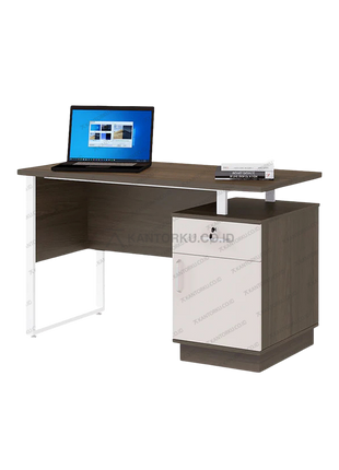 Meja kerja OT 156 modern kombinasi warna Grasse Grey Oak dan Pastel Grey – Tersedia di Kantorku.co.id
