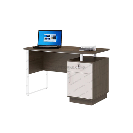Meja kerja OT 156 modern kombinasi warna Grasse Grey Oak dan Pastel Grey – Tersedia di Kantorku.co.id