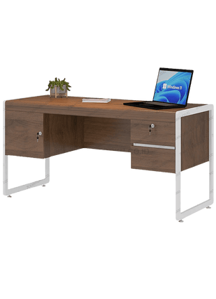 Meja kantor OT 159 modern minimalis warna Romanian Walnut elegan – Tersedia di Kantorku.co.id
