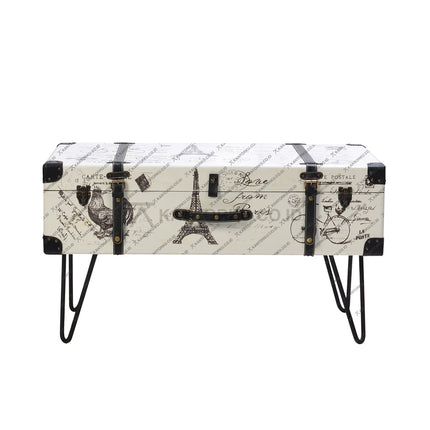 Meja tamu bergaya industrial retro dengan airbrush mural artistik di permukaan meja – kantorku.co.id