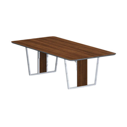 Meja Meeting 01 modern elegan kombinasi HPL Briliant Teak dan Slate Grey – Tersedia di Kantorku.co.id