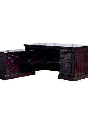 Meja kerja Horse Metal MTL 01 dan MS ST 01 block teak modern – kantorku