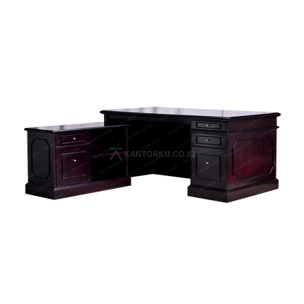 Meja kerja Horse Metal MTL 01 dan MS ST 01 block teak modern – kantorku