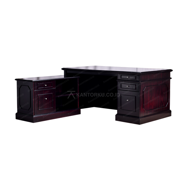 Meja kerja Horse Metal MTL 01 dan MS ST 01 block teak modern – kantorku