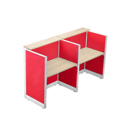 Meja Partisi Evolux 2-Way dengan Ambalan Cubical Workstation untuk dua pengguna