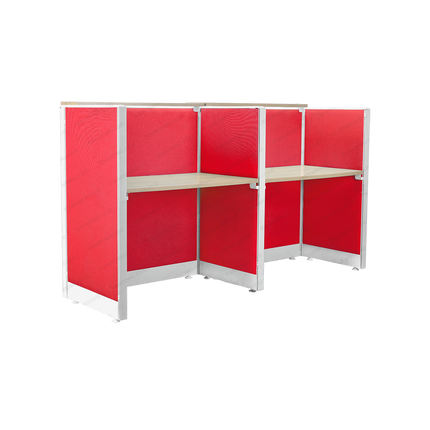 Meja Partisi Kantor Evolux 2-Way dengan Ambalan Finishing Cherry hangat