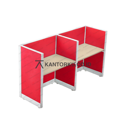 Meja partisi ergonomis dua pengguna dengan struktur aluminium kuat – kantorku.co.id