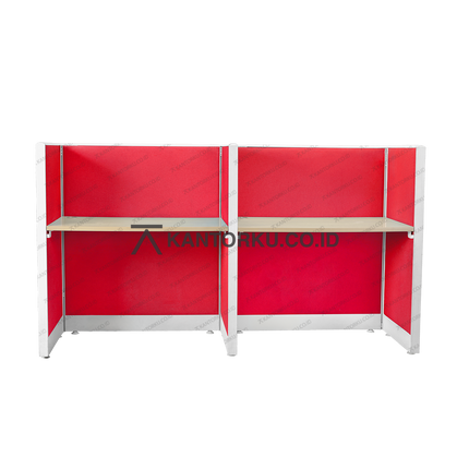 Cubical kantor modern finishing beech dengan panel privasi – kantorkudotcodotid