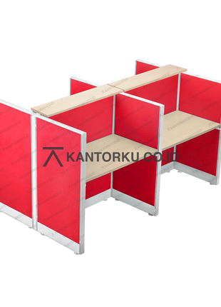 Partisi kantor 4-way dengan finishing natural dan rangka aluminium – kantorku.co.id