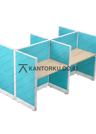 Cubical 4 pengguna dengan rangka aluminium kokoh dan desain minimalis – kantorku.co.id