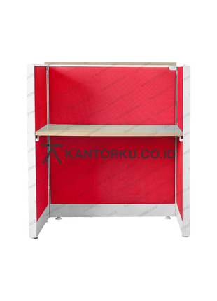 Workstation Evolux dengan ambalan atas dan panel privasi — kantorku.co.id