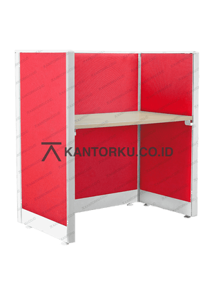 Evolux workstation dengan panel kain warna lembut — kantorku