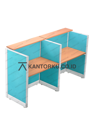 Meja partisi ergonomis dengan dua ambalan atas dan struktur kokoh – kantorku.co.id