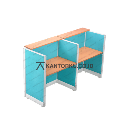 Meja partisi ergonomis dengan dua ambalan atas dan struktur kokoh – kantorku.co.id