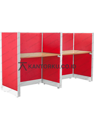 Workstation dua sisi dengan panel kain dan struktur kokoh – kantorku
