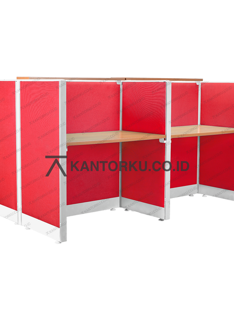 Workstation berpanel kain dengan dua ambalan atas untuk efisiensi ruang – kantorku