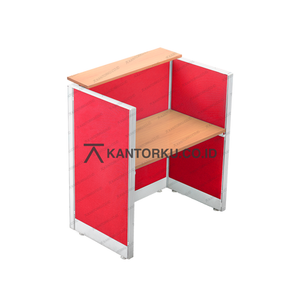 Workstation Evolux cubical dengan ambalan atas Cherry — kantorku.co.id