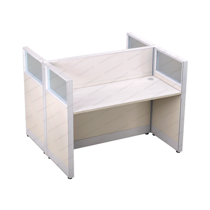 Meja Partisi Kantor Magnus 1-Way Top Maple Cerah untuk area kerja profesional