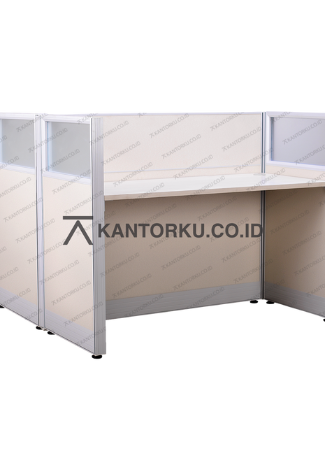 Meja partisi kantor modern Magnus 1-Way warna krem – Kantorku