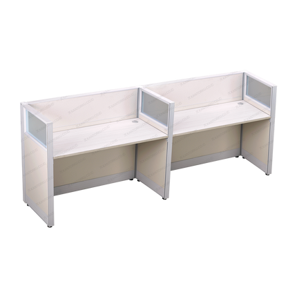 Meja Partisi Kantor Magnus 2-Way Top Maple untuk interior profesional