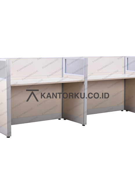 Meja partisi kantor ganda Magnus 2-Way dengan panel kaca – Kantorku