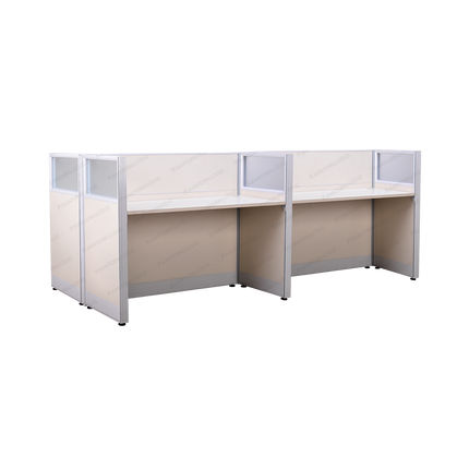 Meja Partisi Magnus 4-Way Workstation Modern untuk empat area kerja produktif