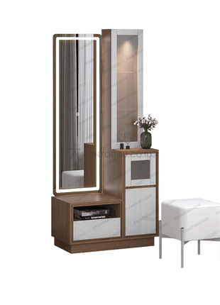 Meja rias DR DANTE modern dengan finishing Romanian Walnut – Tersedia di Kantorku.co.id