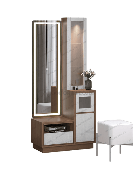 Meja rias DR DANTE modern dengan finishing Romanian Walnut – Tersedia di Kantorku.co.id