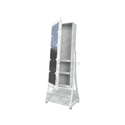 Meja rias DR MARBLE 02 dengan cermin full-body LED elegan – Tersedia di Kantorku.co.id