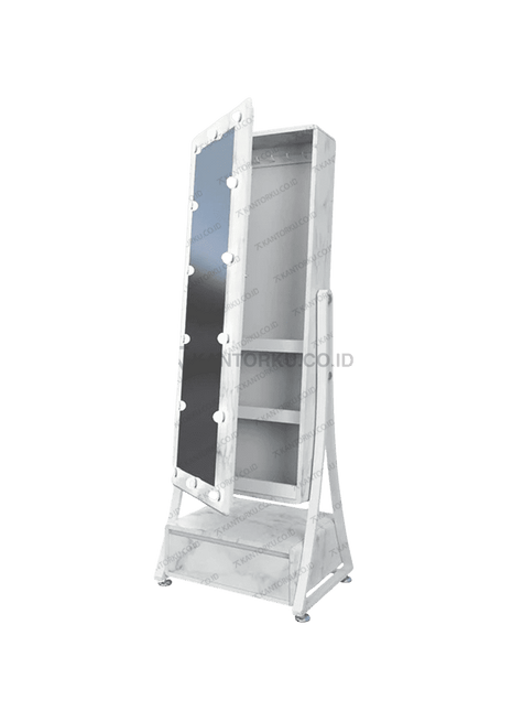 Meja rias DR MARBLE 02 dengan cermin full-body LED elegan – Tersedia di Kantorku.co.id