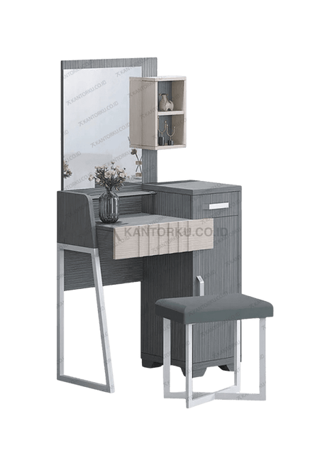 Meja rias MR Elite modern elegan kombinasi abu serat doff dan putih gloss – Tersedia di Kantorku.co.id