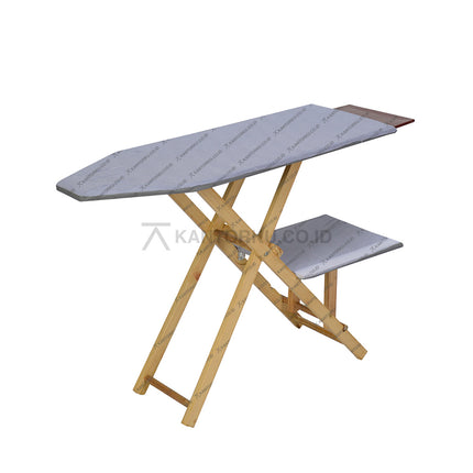 Meja setrika kayu ramin lipat dengan desain ergonomis dan permukaan plaid lembut – Kantorku