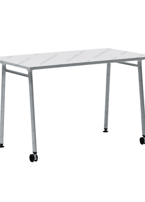 Meja kerja modern FIRM dengan desain minimalis dan kaki metal kokoh. Tersedia di Kantorku.