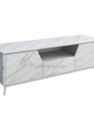 Meja TV modern TC MARBLE 160-01 dengan finishing PVC Vacuum Marble – Tersedia di Kantorku