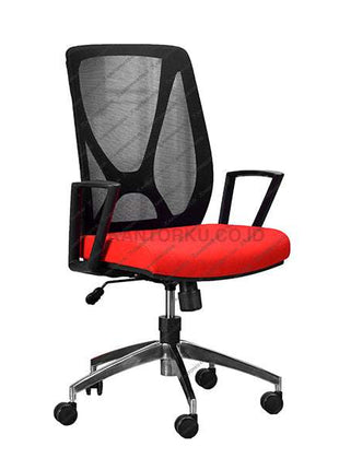 Kursi Kantor Ergonomis - Kursi Kerja desain Minimalis - Kursi Staff - Kursi Karyawan - kursi dengan roda , dengan sandaran lengan, dan hidrolik  - Kursi Kaki Aluminium - kursi desain elegan harga ramah di kantong - Savello - KANTORKU