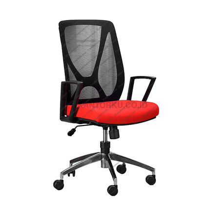Kursi Kantor Ergonomis - Kursi Kerja desain Minimalis - Kursi Staff - Kursi Karyawan - kursi dengan roda , dengan sandaran lengan, dan hidrolik  - Kursi Kaki Aluminium - kursi desain elegan harga ramah di kantong - Savello - KANTORKU