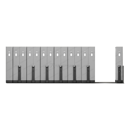 Mobile filing cabinet dengan 210 kompartemen penyimpanan