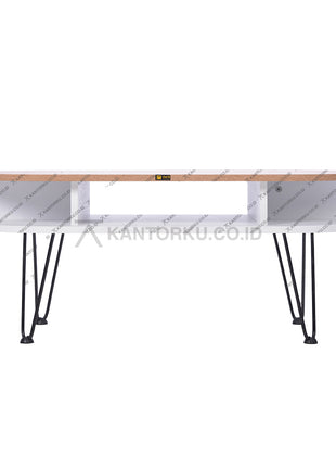 Meja minimalis Dachi Moana berbahan particle board kaki besi – Kantorku