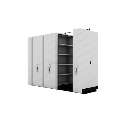 Mobile File Forte S6 Mechanical dengan sistem penggerak putar untuk penyimpanan arsip modern - Tersedia di Kantorku.co.id