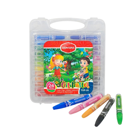Krayon Montana 24 warna dengan pigmen cerah dan kaya