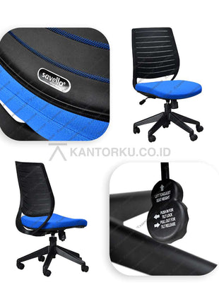 Kursi Kantor Ergonomis - Kursi Kerja desain Minimalis - Kursi Staff - Kursi Karyawan - kursi dengan roda , tanpa sandaran lengan, dan hidrolik  - kursi desain Minimalis murah - Savello - KANTORKU