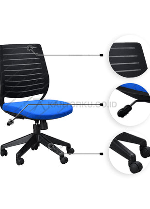 Kursi Kantor Ergonomis - Kursi Kerja desain Minimalis - Kursi Staff - Kursi Karyawan - kursi dengan roda , tanpa sandaran lengan, dan hidrolik  - kursi desain Minimalis murah - Savello - KANTORKU