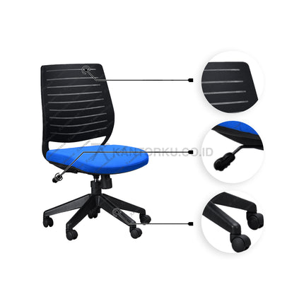 Kursi Kantor Ergonomis - Kursi Kerja desain Minimalis - Kursi Staff - Kursi Karyawan - kursi dengan roda , tanpa sandaran lengan, dan hidrolik  - kursi desain Minimalis murah - Savello - KANTORKU