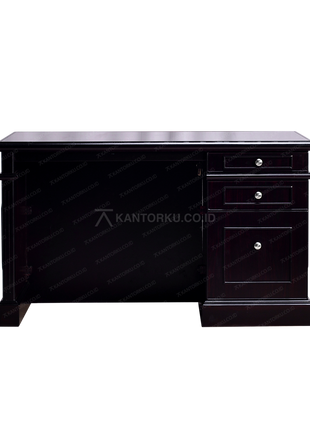 Meja kerja Horse Metal block teak dengan dua laci besar – kantorku