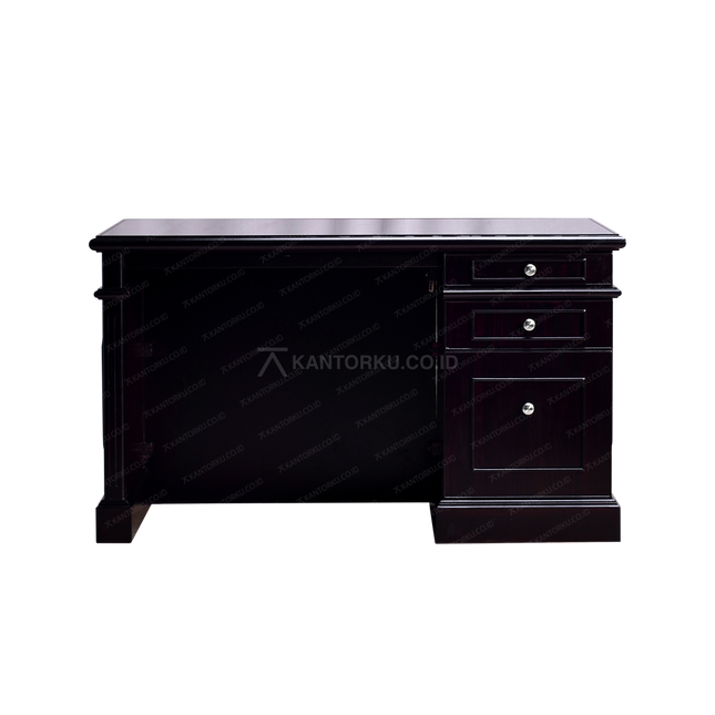 Meja kerja Horse Metal block teak dengan dua laci besar – kantorku