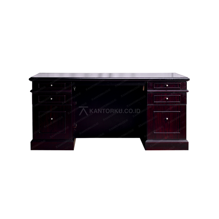 Meja kerja Horse Metal kayu block teak desain modern – kantorku