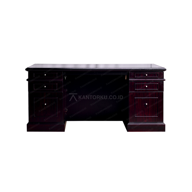 Meja kerja Horse Metal kayu block teak desain modern – kantorku